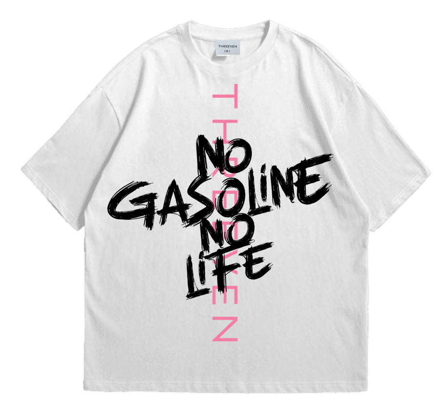 Main image: "NO GASOLINE NO LIFE oversized black t-shirt back view with Hong Kong print"
Other images: "NO GASOLINE NO LIFE streetwear t-shirt brush stroke detail

treetwear t shirt, graphic tee, hong kong fashion, car culture clothing, jdm style tee, heavy weight tshirt Main image