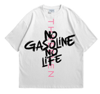 Main image: "NO GASOLINE NO LIFE oversized black t-shirt back view with Hong Kong print"
Other images: "NO GASOLINE NO LIFE streetwear t-shirt brush stroke detail

treetwear t shirt, graphic tee, hong kong fashion, car culture clothing, jdm style tee, heavy weight tshirt