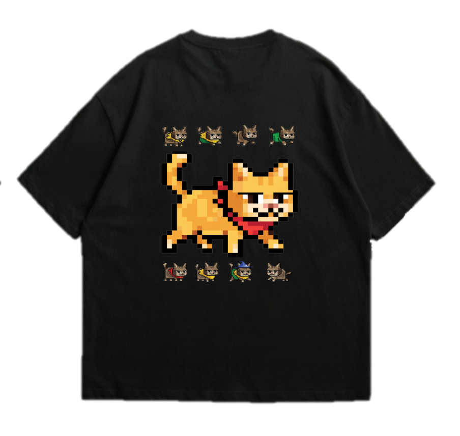 Retro Pixel Cat T-Shirt Secondary image